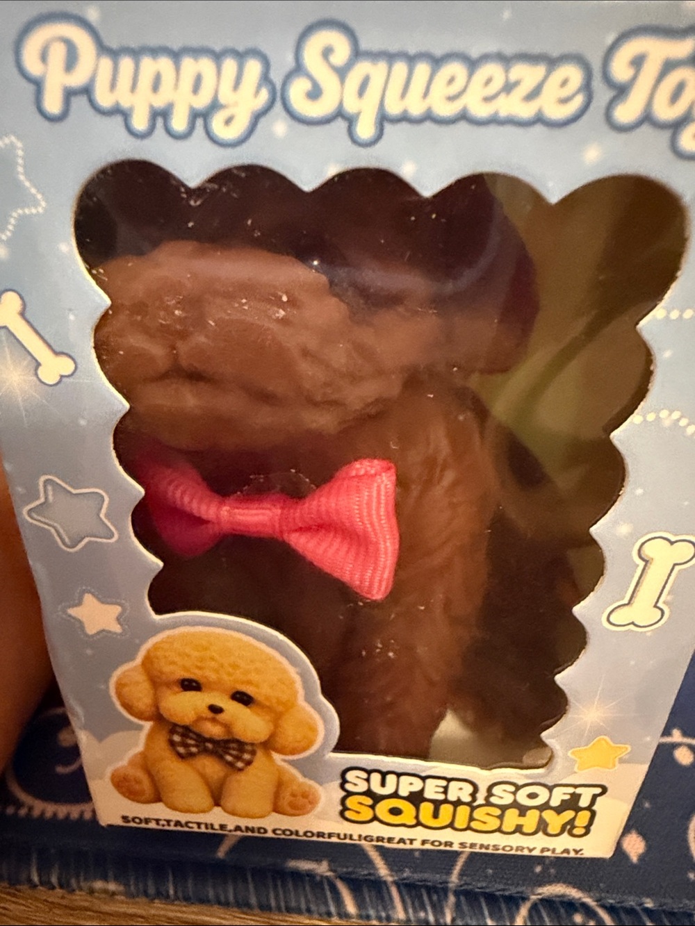 Puppy Squeeze Toy - Pink Bow Brown Plush Dog by